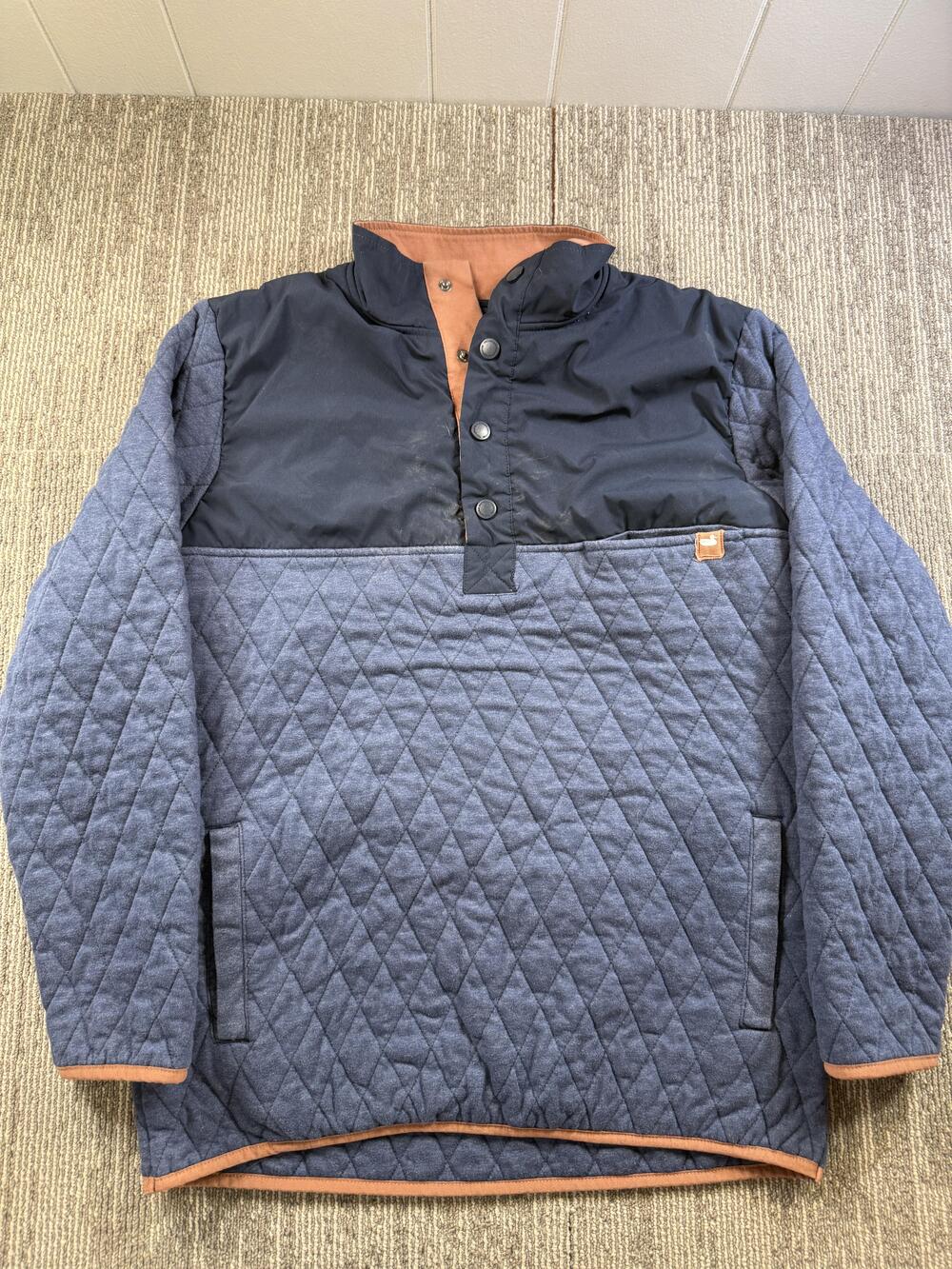 Southern Marsh Jacket Mens Medium Blue Quilted Pullover Snap Collar Outdoor